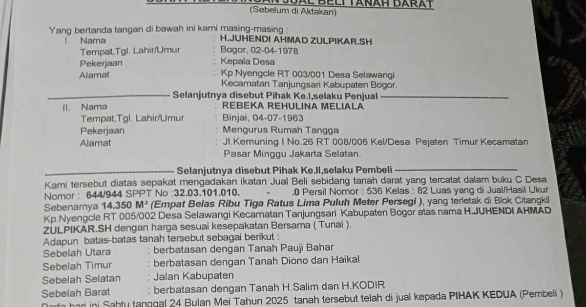 Diduga Akibat Jual Belikan Lahan Garapan, Kades Selawangi Susah Ditemuin Warga