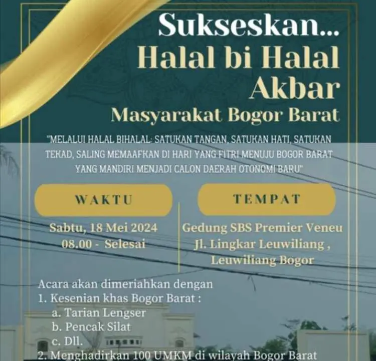 Masyarakat Bogor Barat Bakal Gelar Halal Bihalal Akbar, Ini Tujuannya