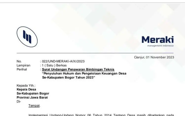 Catat Para Kades! Meraki Management Indonesia Tegaskan Kalian Tidak Diwajibkan Ikut Bimtek Jaga Desa