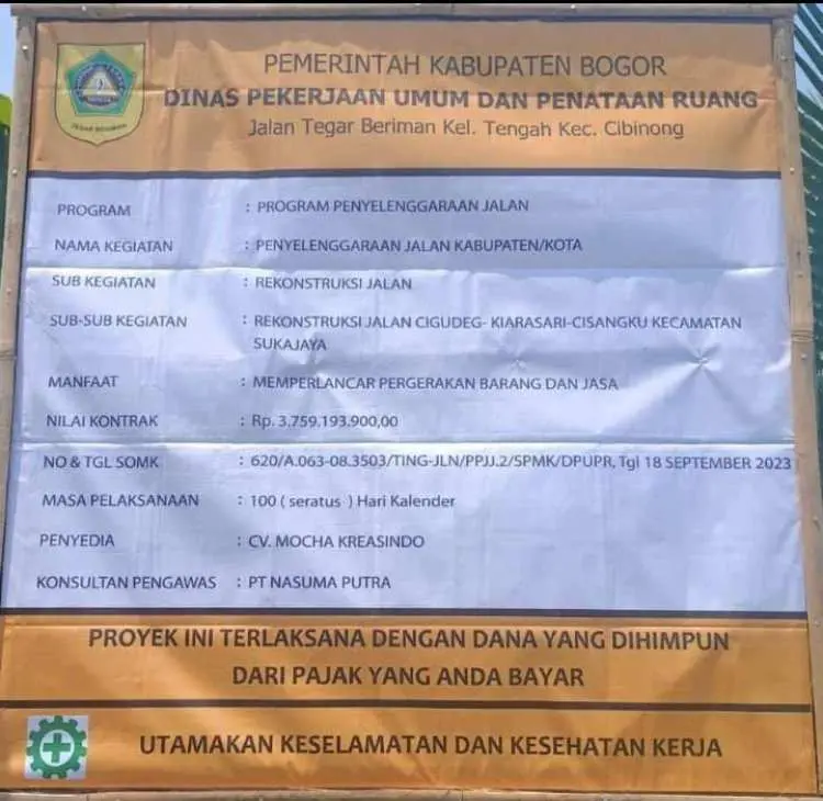 Pembangunan Jalan 3,7 M di Sukajaya Terancam Molor, Diduga Penyedia Kerjakan Beberapa Proyek Lainnya