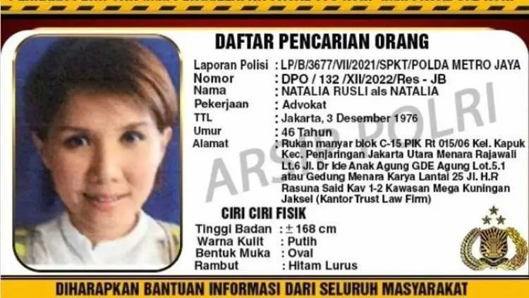 Sempat Masuk Dalam DPO, Pengacara Natalia Rusli Akhirnya Menyerahkan Diri