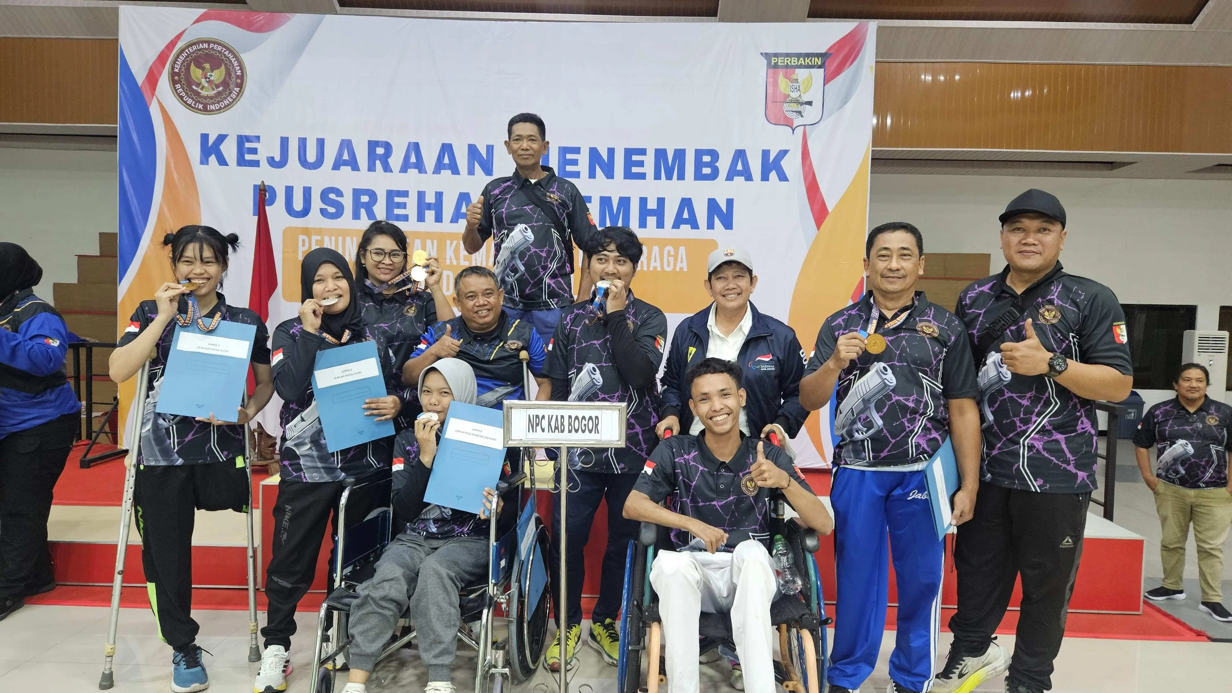 NPCI Kab Bogor Raih Juara Umum Menembak Disabilitas Pusrehab Kemhan 2025