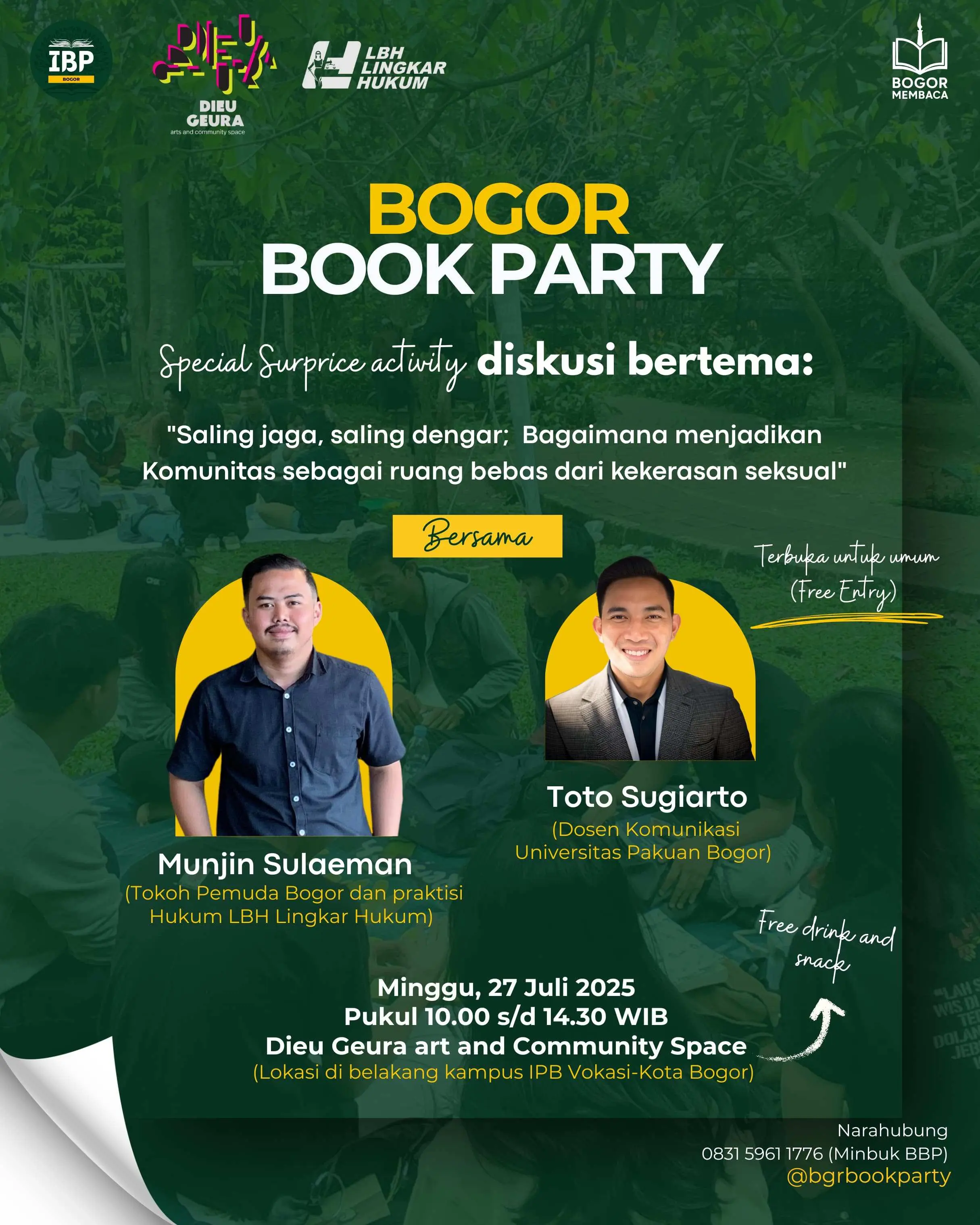 Talkshow Bogor Book Party Hadirkan Praktisi Hukum dan Akademisi Bahas Kekerasan Seksual